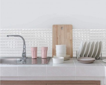 3D samolepljive tapete nalepke v izgledu mozaika v beli barvi iz gel materiala